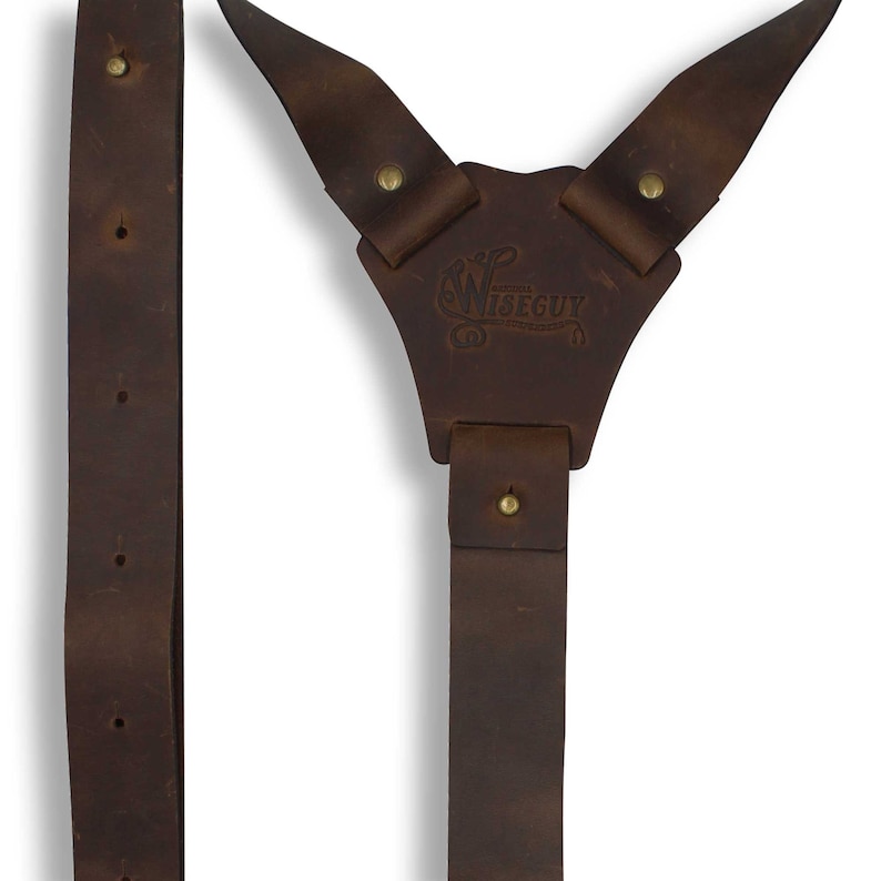 Crazy Horse Brown Leather Suspenders with Studs for men and Etsy