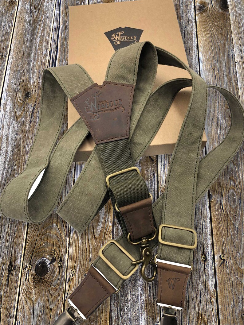 Salvaged Army canvas Suspenders 1.3 inch. Men Suspenders Etsy