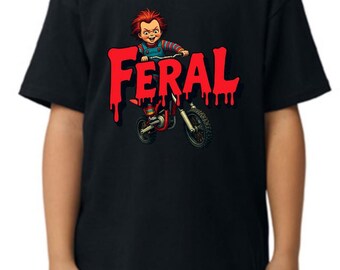 Moto Kid | Dirtbike | Youth Cotton Track Shirt | BRAAAP Halloween Scary Feral Shirt