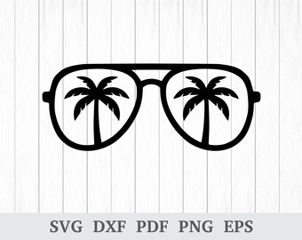 Palm tree sunglasses svg, Aviator Sunglasses PNG, Summer Vacation vector, cricut & silhouette cut files (Instant Download)