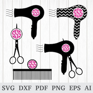 Salon-Monogramm SVG-Datei, Friseur SVG-Datei, Friseur SVG, Friseursalon Svg, Cricut & Silhouette, Vinyl, Dxf, Ai, Pdf, Png, eps
