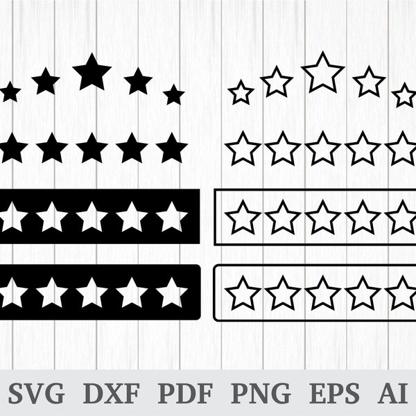 Five star svg , Five Stars Svg, Stars svg, Ratings Svg, Feedback svg, Review svg, cricut & silhouette, vinyl, dxf, ai, pdf, png, eps