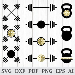 Gym Weights SVG, Barbell SVG, Dumbbell svg, Kettlebell svg cutting files, quote svg, cricut & silhouette, vinyl, dxf, ai, pdf, png, eps