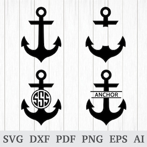 Anchor Monogram SVG, Nautical SVG, Split Anchor SVG, svg cutting files, Anchor clipart, cricut & silhouette, vinyl, dxf, ai, pdf, png, eps