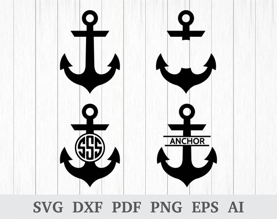 Download Anchor Monogram SVG Nautical SVG Split Anchor SVG svg | Etsy