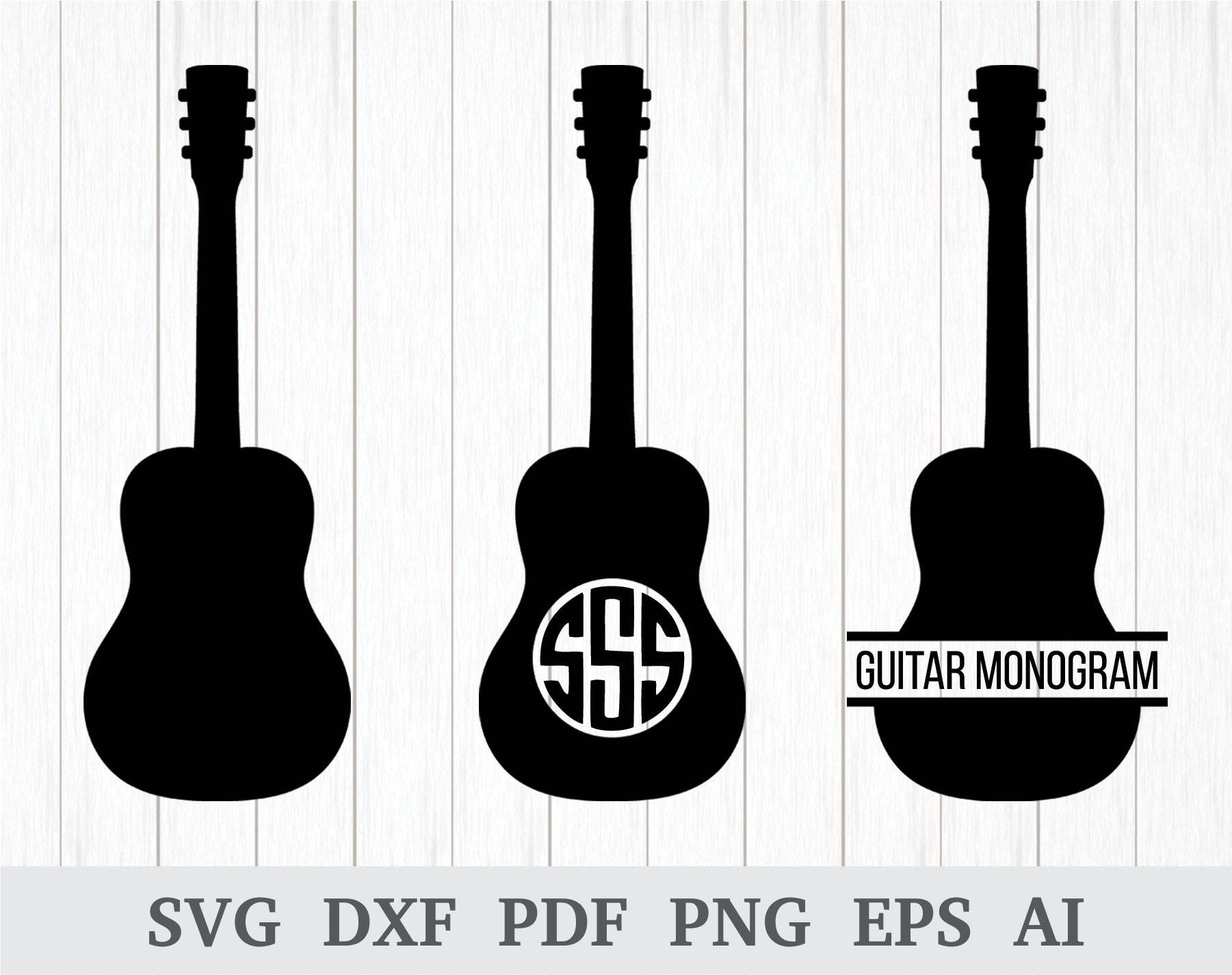 Download Guitar Monogram SVG Guitar Silhouette SVG Guitar Clipart ...