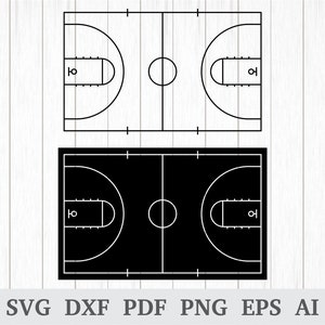 Terrain de basket-ball SVG, SVG de basket-ball, clipart terrain de basket-ball, vecteur de terrain de basket-ball, fichiers de découpe, cricut & silhouette, sérigraphie