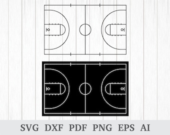 Basketbalveld SVG, basketbal SVG, basketbalveld clipart, basketbalveld vector, bestanden snijden, cricut en silhouet, zeefdruk