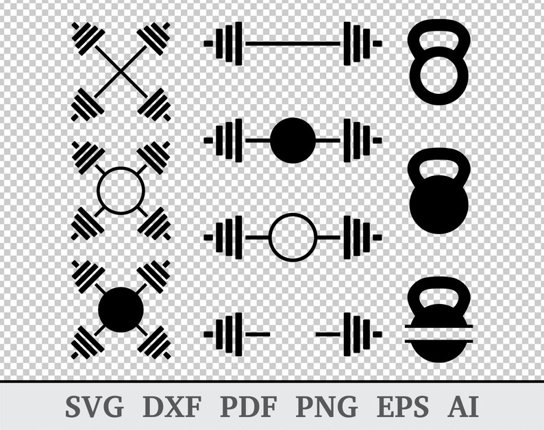 Gym Weights SVG Barbell SVG Dumbbell Svg Kettlebell Svg Etsy