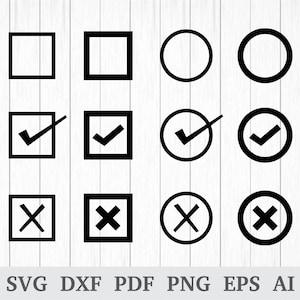 Check Mark svg, Tick Mark Svg, Caixa de seleção svg, Cross Mark Svg, Check Mark clipart, cricut e silhueta, vinil, dxf, ai, pdf, png, eps