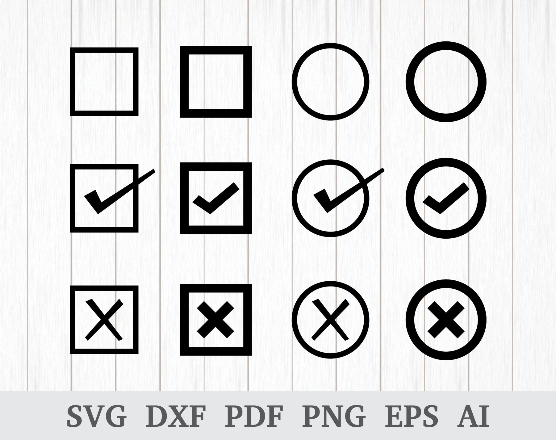 Check Mark svg , Tick Mark Svg, Check box svg, Cross Mark Svg, Check Mark  clipart, cricut & silhouette, vinyl, dxf, ai, pdf, png, eps