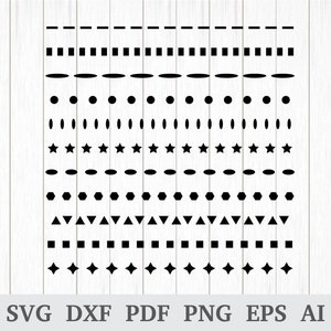Lines SVG, Dotted lines svg, Dot line svg, Lines clipart, Lines vector, svg cutting file, cricut & silhouette, vinyl, dxf, ai, pdf, png, eps