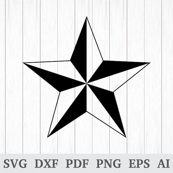 Nautical Star SVG, Nautical Star Vector, Nautical Star Clipart, Sailing svg cutting file, cricut & silhouette, vinyl, dxf, ai, pdf, png, eps