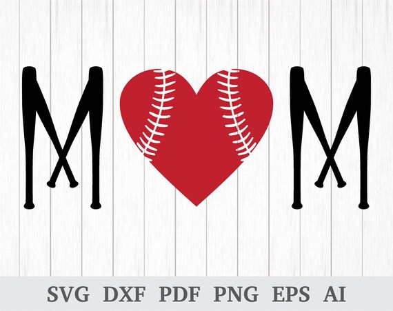Download Baseball Mom Heart Svg Baseball Bat Mom Svg Baseball Etsy