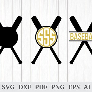 Baseball Bat SVG, Baseball Bat Monogram SVG, Sports Monogram SVG, svg archivo de corte, quote svg, cricut & silhouette, dxf, ai, pdf, png, eps