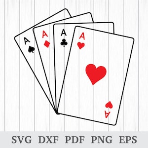 Azen SVG, azen speelkaarten Svg, harten aas Svg, klaveren aas, schoppen aas, ruiten aas, cricut & silhouet, dxf, pdf, png,