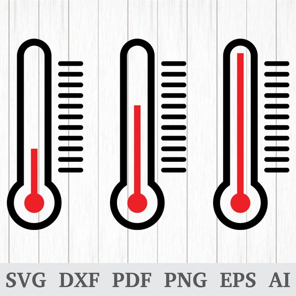 Svg de thermomètre, thermomètre Clipart, vecteur de thermomètre, température svg, svg médecin, cricut & silhouette, vinyle, dxf, ai, pdf, png, eps