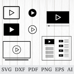 Play Button SVG, Play SVG, Video SVG, Video Player svg, Tv svg, playback svg, Play icon, cricut & Silhouette, vinyl, dxf, ai, pdf, png, eps