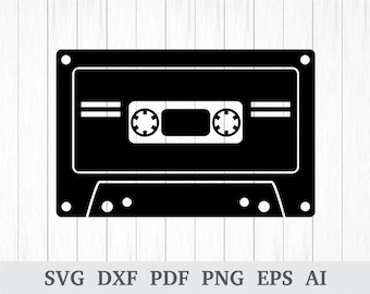 Cassette ruban SVG, Cassette SVG, fichiers Svg, SVG rétro, Audio svg, cricut & silhouette, vinyle, dxf, ai, pdf, png, eps