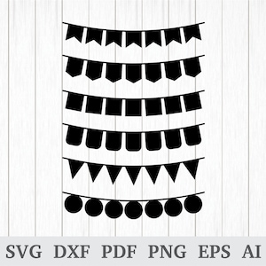 Bunting SVG, Bunting Banner Svg, Banners svg, Bunting Banner Flag, Bunting Banner Flag Vector, cricut & silhouette, dxf, ai, pdf, png, eps