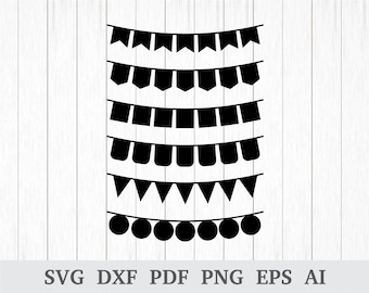 Bunting SVG, Bunting Banner Svg, Banners svg, Bunting Banner Flag, Bunting Banner Flag Vector, cricut & silhouette, dxf, ai, pdf, png, eps