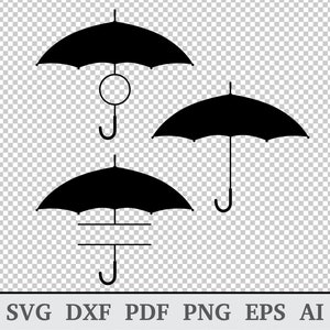 Parapluie SVG, Umbrella Monogram Svg, Umbrella Vector, Umbrella Clipart, svg cutting files, cricut silhouette, dxf, ai, pdf, png, eps image 2