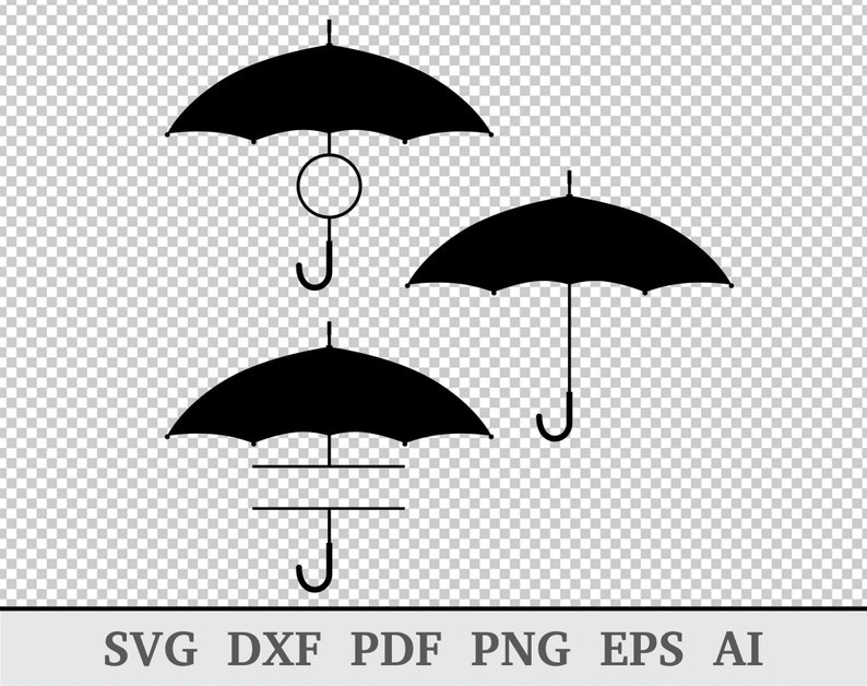 Parapluie SVG, Umbrella Monogram Svg, Umbrella Vector, Umbrella Clipart, svg cutting files, cricut silhouette, dxf, ai, pdf, png, eps image 2