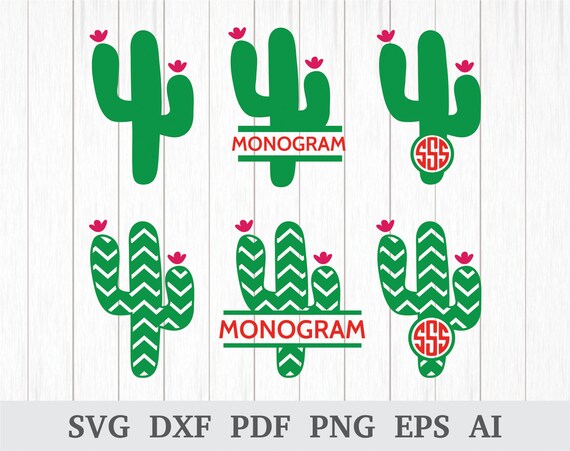 Cactus Monogram Svg Cactus Svg Cactus Svg File Cactus Etsy