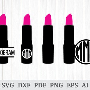 Lipstick Monogram Frame SVG, Lipstick SVG, Beauty SVG, Makeup svg file, cricut & silhouette, vinyl, dxf, ai, pdf, png, eps