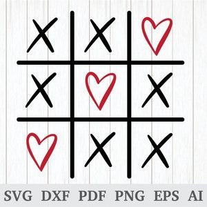 Tic Tac Toe Svg , Valentine's SVG, Valentines Day Svg, Heart Svg, Love ...
