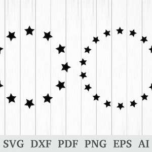Star circle svg, Star Circle Monogram Svg, Star wreath svg, Circle frame svg, cricut & silhouette, screen, dxf, ai, pdf, png, eps