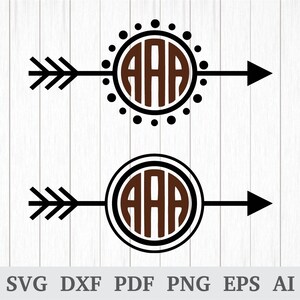 Arrow Monogram Frame SVG, Arrow Frame SVG, Arrow Frame svg cutting files, cricut & silhouette, screen, dxf, ai, pdf, png, eps