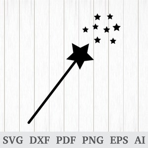 Magic Wand SVG, Wand SVG , Fairy Wand SVG, Fairy svg , Birthday svg, Magic wand Clipart, Magic wand Vector, vinyl, dxf, ai, pdf, png, eps