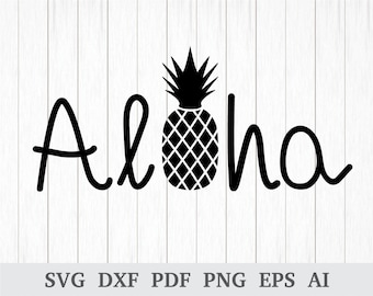 Aloha SVG, Sommer Svg, Strand SVG, Ananas Svg, Hallo Svg, Hawaii Svg schneiden Datei, Cricut & Silhouette, Vinyl, Dxf, Ai, Pdf, Png, Eps