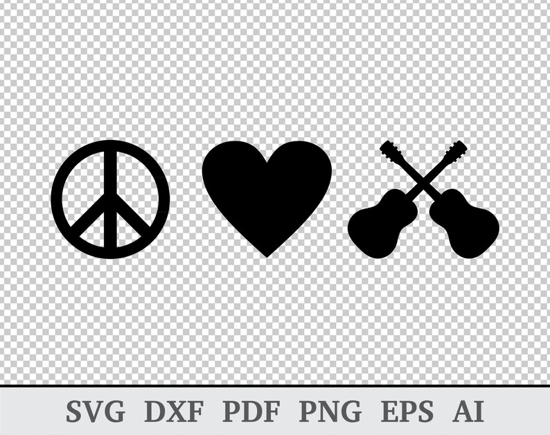 Download Peace Love Music SVG Guitar SVG Peace Love Music Vector ...