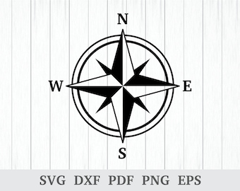 Compass Svg, Compass Rose Svg, Nautical Compass Svg, Glowforge,   Compass Star Svg, cricut & silhouette, vinyl, dxf, ai, pdf, png, eps