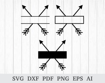 Pilmonogramram SVG-fil, pil SVG, pilvektor, pilclipart, svg-skärfil, Cricut & silhuett, skärm, dxf, ai, pdf, png, eps