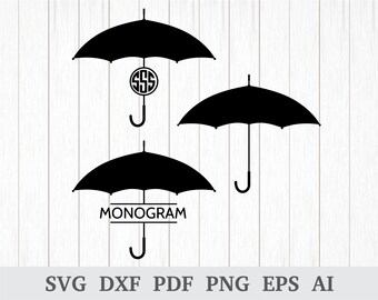 Umbrella SVG, Umbrella Monogram Svg, Umbrella Vector, Umbrella Clipart, svg cutting files, cricut & silhouette, dxf, ai, pdf, png, eps