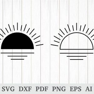Sunset svg, Sun svg, Sun svg cut file, Sunset PNG, Sunset clipart, Sunrise svg, Sunrise Png, cricut & silhouette, dxf, ai, pdf, png, eps