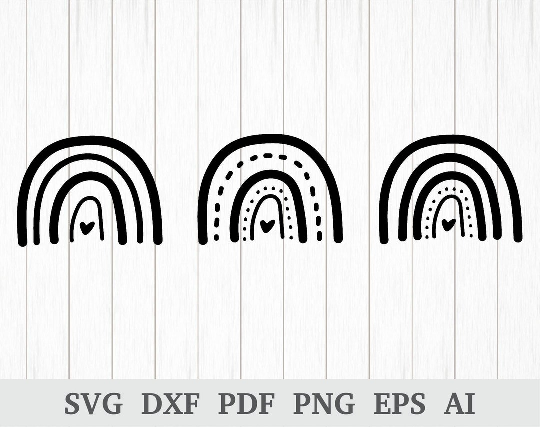 Boho Rainbow Svg, Boho Rainbow Svg Bundle, Rainbow With Heart Svg, Boho ...