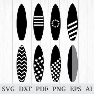 Planche de surf SVG, SVG surf, plage svg, SVG de l’été, planche de surf Clipart, vecteur de planche de surf, vacances svg, vinyle, dxf, ai, pdf, png, eps