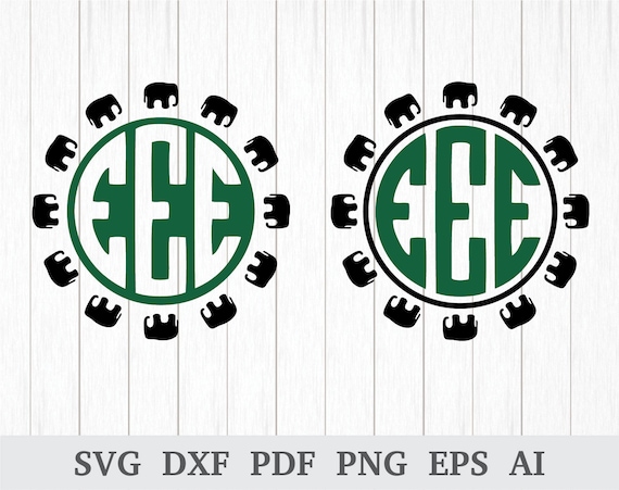 Download Elephant Circle Monogram Svg Elephant Svg Cute Elephant Etsy