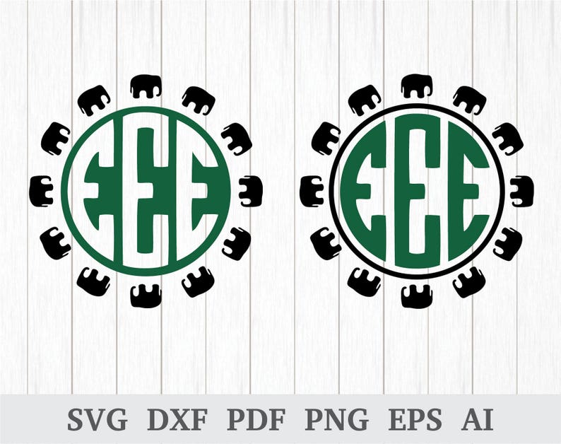 Download Elephant Circle Monogram SVG Elephant SVG Cute Elephant | Etsy