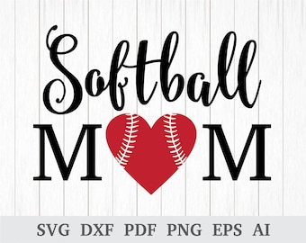 Softball maman SVG, Softball SVG, SVG Sports, points coeur, des fichiers svg coupe, citation svg, cricut & silhouette, vinyle, dxf, ai, pdf, png, eps