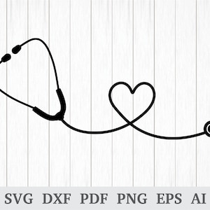 Stethoskop Herz SVG, Krankenschwester Herz Stethoskop SVG, Krankenschwester svg, svg schnitt Datei, Cricut & Silhouette, Vinyl, dxf, ai, pdf, png, eps