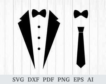 Tuxedo SVG, Tux SVG , Tuxedo Shirt Svg, Bow Tie SVG, Tuxedo Vector, Tuxedo Clipart, Tie svg, Gentlemen svg vinyl, dxf, ai, pdf, png, eps