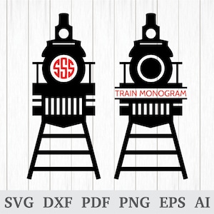 Tren Monograma SVG, Tren svg, Tren Delantero SVG, Tren Clipart, Tren Vector, Ferrocarril svg, cricut & silhouette, vinilo, dxf, ai, pdf, png, eps