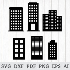 Buildings SVG, Building clipart , Building Vector, Skyscraper svg, Skyscraper vector, cricut & silhouette, vinyl, dxf, ai, pdf, png, eps image 1