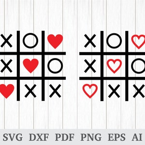 Tic Tac Toe Svg, Tic Tac Toe Clipart, Tic Tac Toe Vector, Valentines day svg,Love SVG, Heart SVG cricut & silhouette, dxf, ai, pdf, png, eps