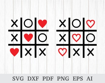 Tic Tac Toe Svg, Tic Tac Toe Clipart, Tic Tac Toe Vector, Valentines day svg,Love SVG, Heart SVG cricut & silhouette, dxf, ai, pdf, png, eps